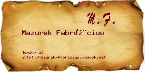 Mazurek Fabrícius névjegykártya